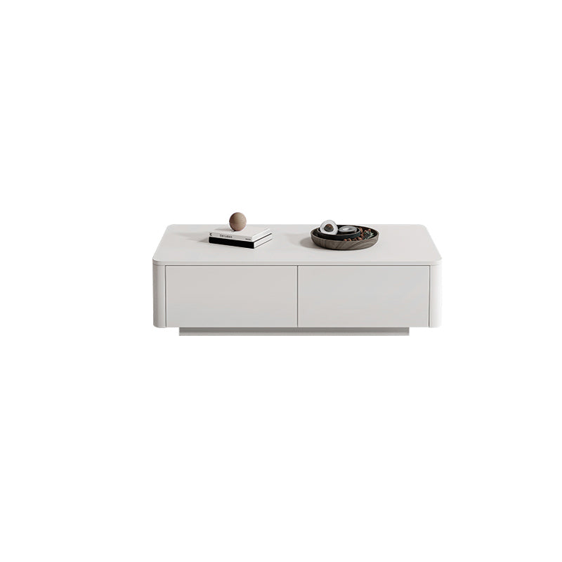Block Coffee Cocktail Table with 4 Storage Drawers Wood Top Modern