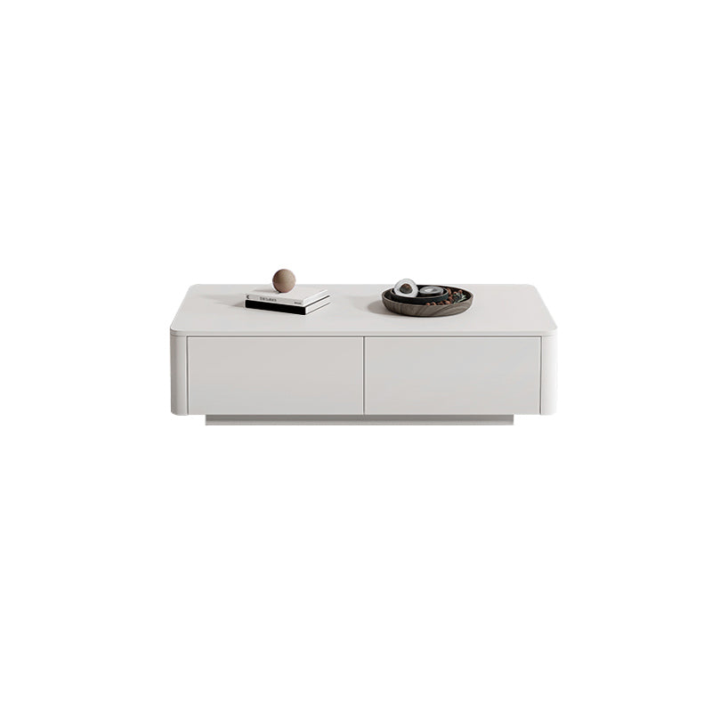 Block Coffee Cocktail Table with 4 Storage Drawers Wood Top Modern