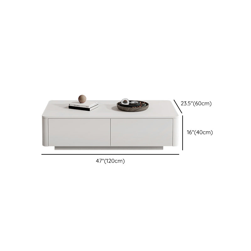 Block Coffee Cocktail Table with 4 Storage Drawers Wood Top Modern