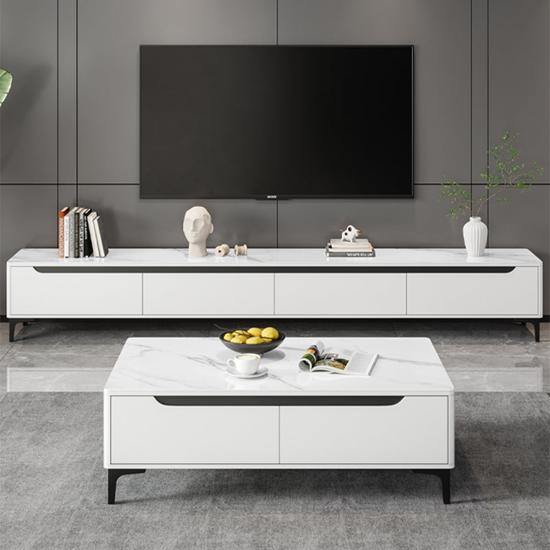 4 Legs Coffee Cocktail Table with 4 Storage Drawers Slate Top