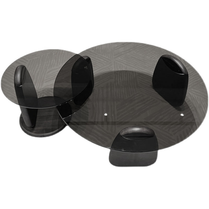 3 Legs Coffee Cocktail Table with Round Glass Top Contemporary