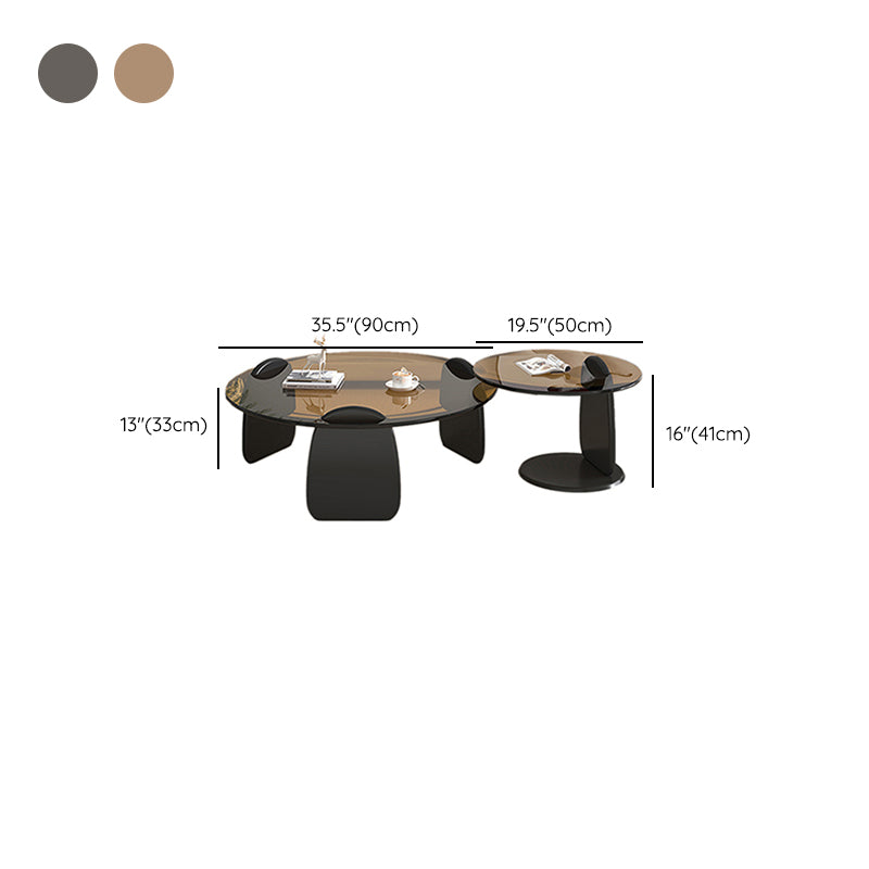3 Legs Coffee Cocktail Table with Round Glass Top Contemporary