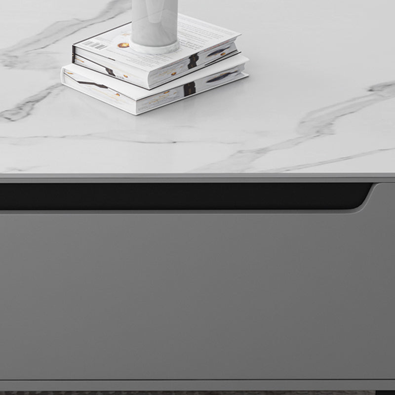 4 Legs Coffee Cocktail Table with 4 Storage Drawers Slate Top Rectangle