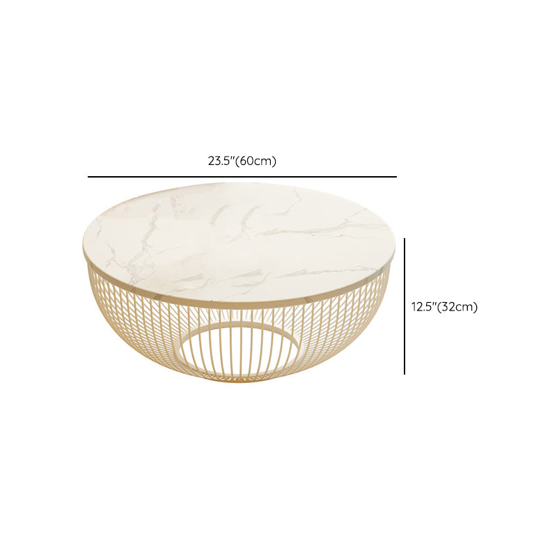 Slate/Wooden Top Coffee Cocktail Table Round Scandinavian Cream Color