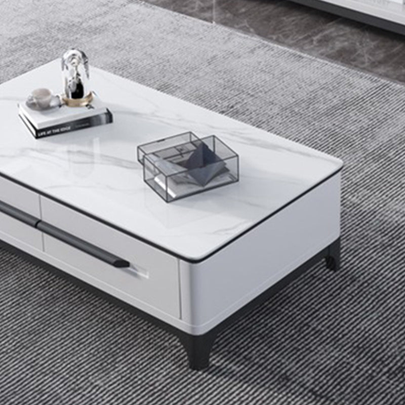 Slate Rectangular Coffee Table with 4 Storage Drawers and 4 Legs