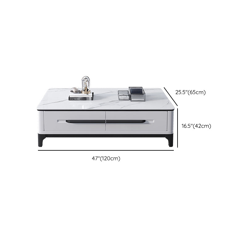 Slate Rectangular Coffee Table with 4 Storage Drawers and 4 Legs