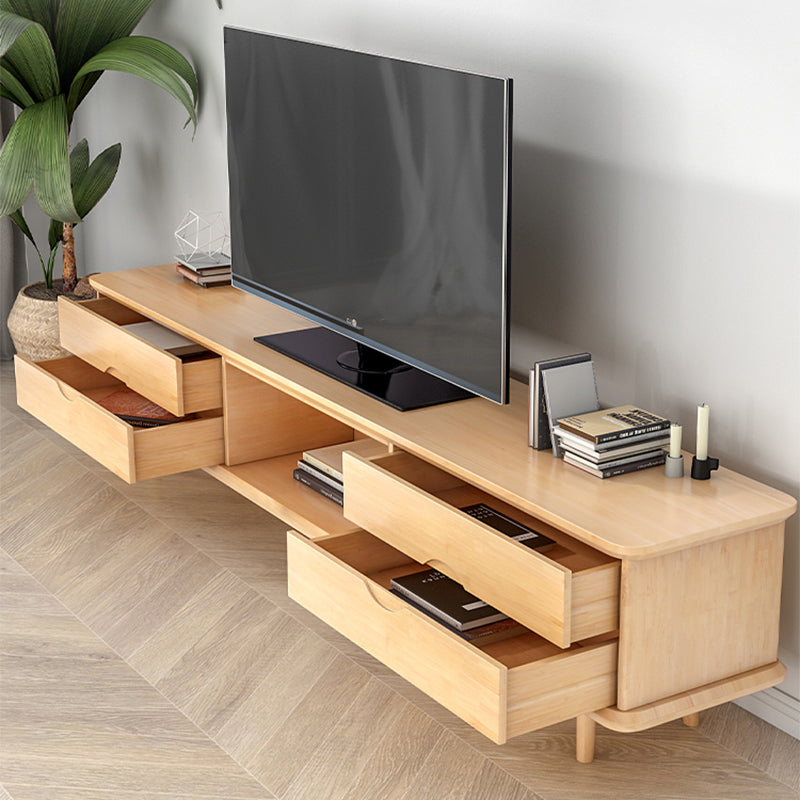 4 Legs Coffee or End Table with Storage Drawers Solid Wood Rectangle