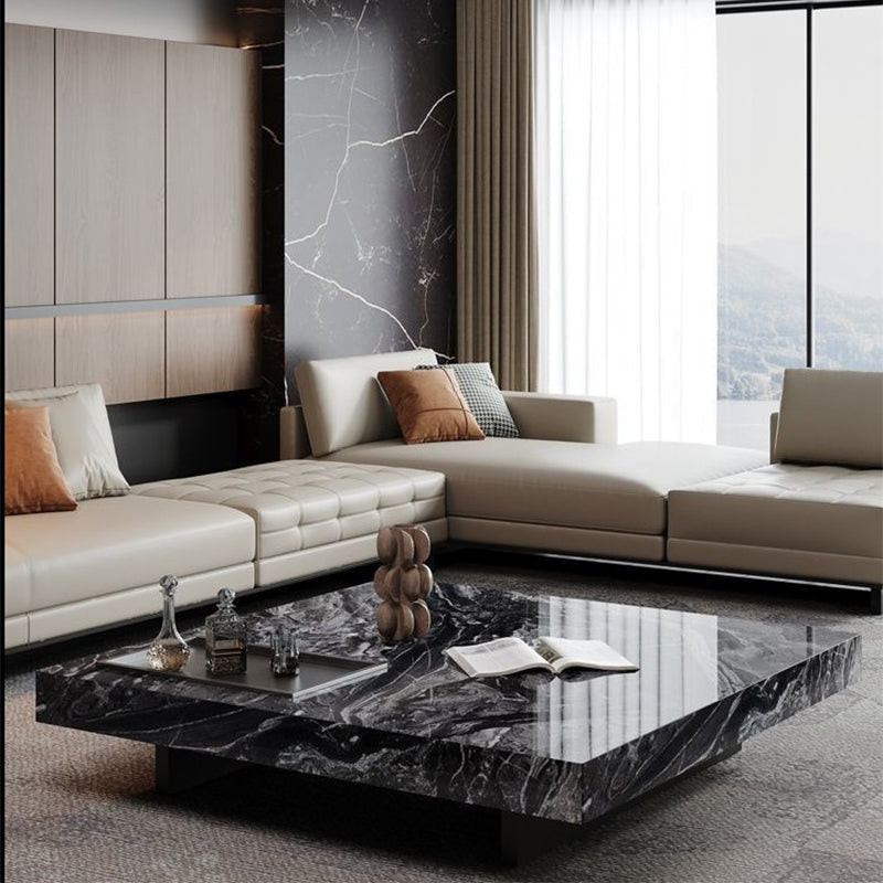 Block Coffee or End Table Contemporary Marble Square/Rectangle Prevent Scratches