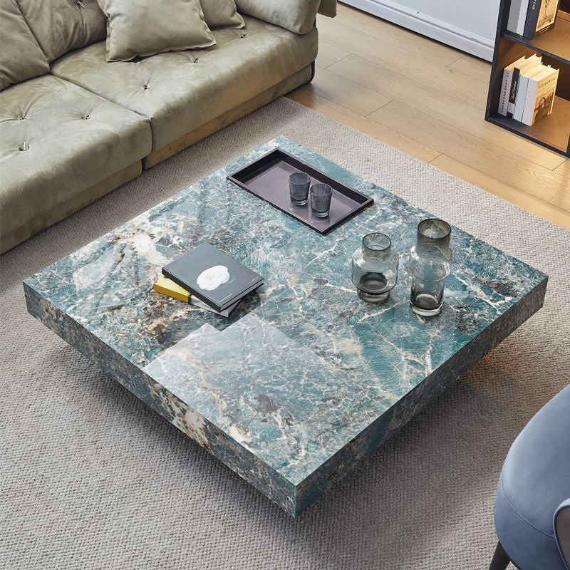 Block Coffee or End Table Contemporary Marble Square/Rectangle Prevent Scratches