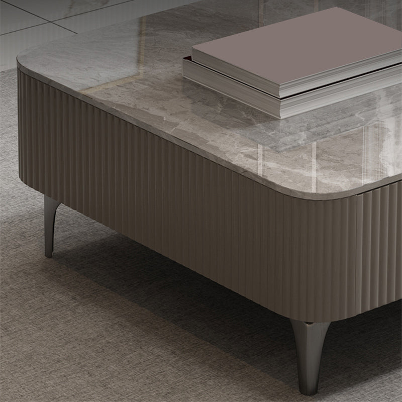 Slate Coffee or End Table with 4 Storage Drawers Contemporary 4 Legs