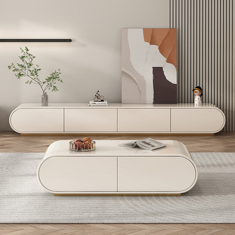 Wooden Coffee or End Table with Storage Drawers Contemporary Abstract