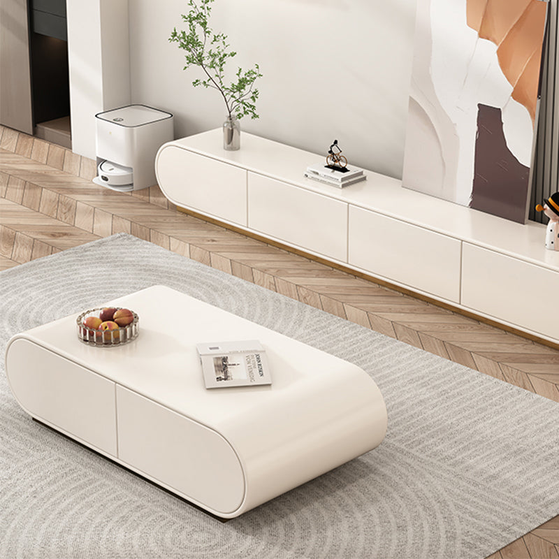 Wooden Coffee or End Table with Storage Drawers Contemporary Abstract