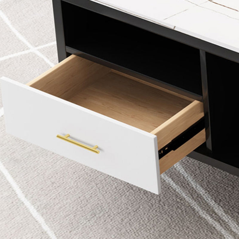 Slate Coffee or End Table with Storage Drawers Contemporary 4 Legs
