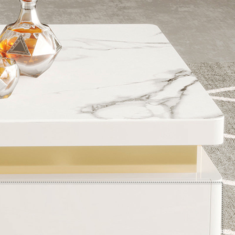 Slate Coffee or End Table with 4 Storage Drawers Contemporary