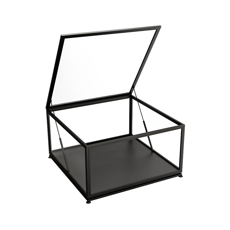 Glass Top Coffee Cocktail Table Block/4 Legs Contemporary Trunk Storage