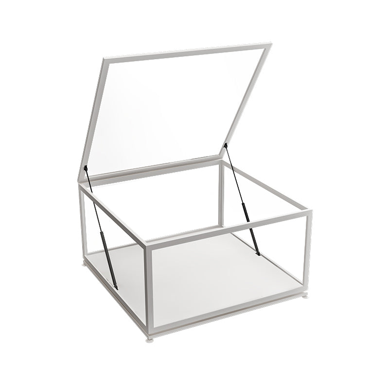 Glass Top Coffee Cocktail Table Block/4 Legs Contemporary Trunk Storage