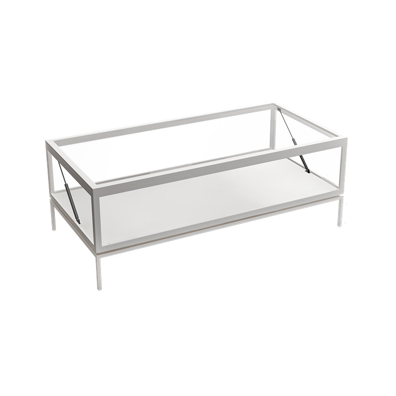 Glass Top Coffee Cocktail Table Block/4 Legs Contemporary Trunk Storage