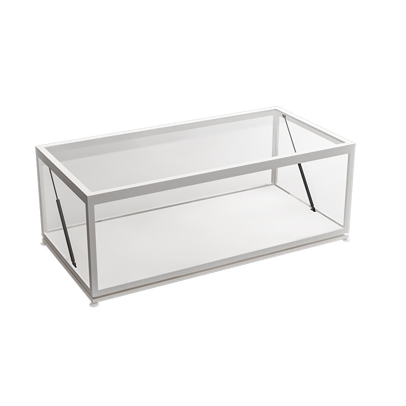 Glass Top Coffee Cocktail Table Block/4 Legs Contemporary Trunk Storage