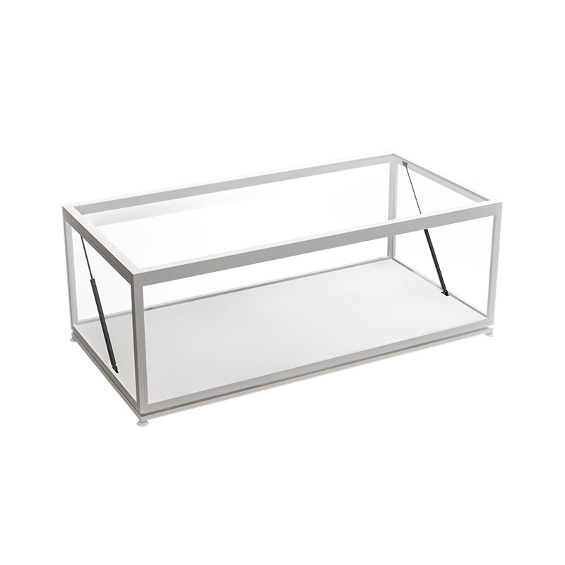 Glass Top Coffee Cocktail Table Block/4 Legs Contemporary Trunk Storage