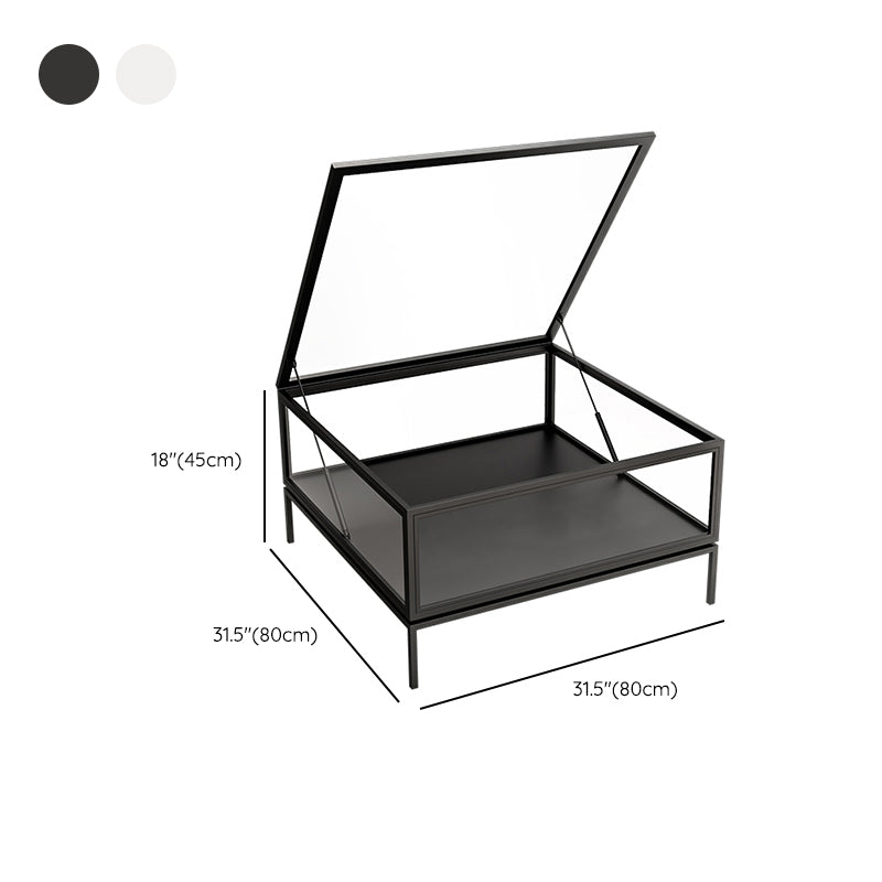Glass Top Coffee Cocktail Table Block/4 Legs Contemporary Trunk Storage
