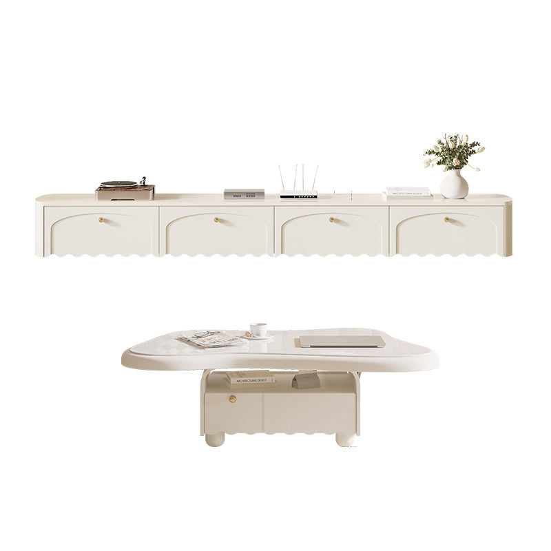 Slate Coffee Cocktail Table with Storage Drawers White Block Contemporary