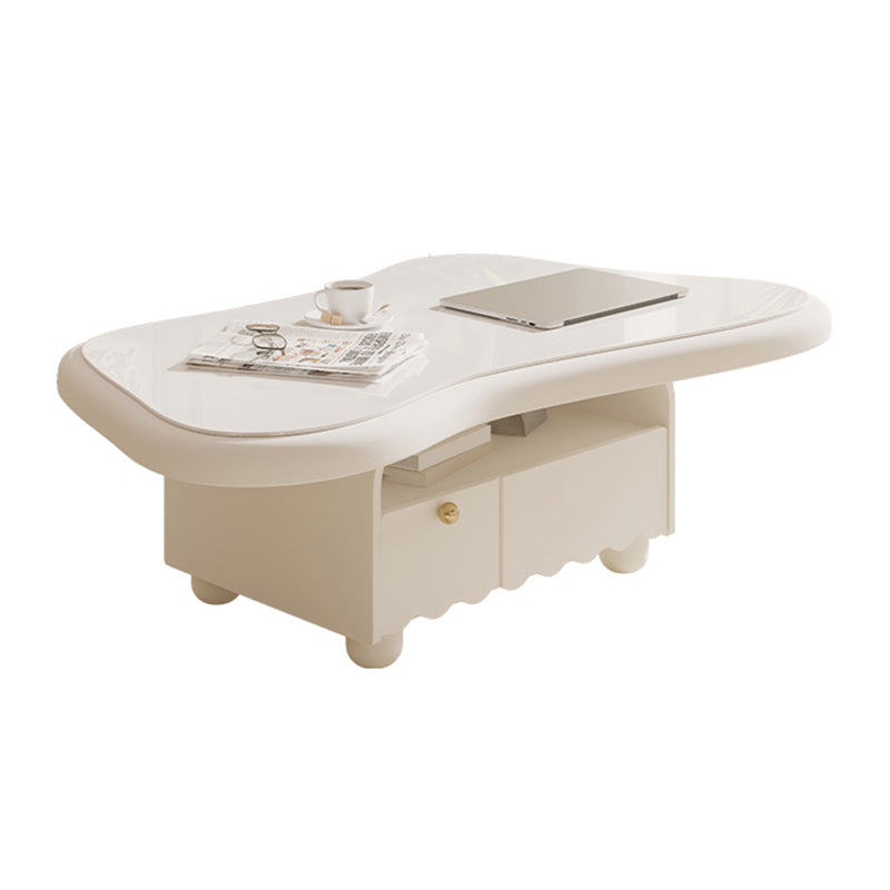Slate Coffee Cocktail Table with Storage Drawers White Block Contemporary