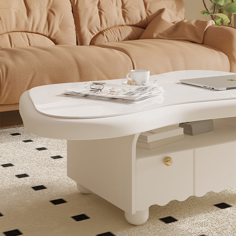 Slate Coffee Cocktail Table with Storage Drawers White Block Contemporary