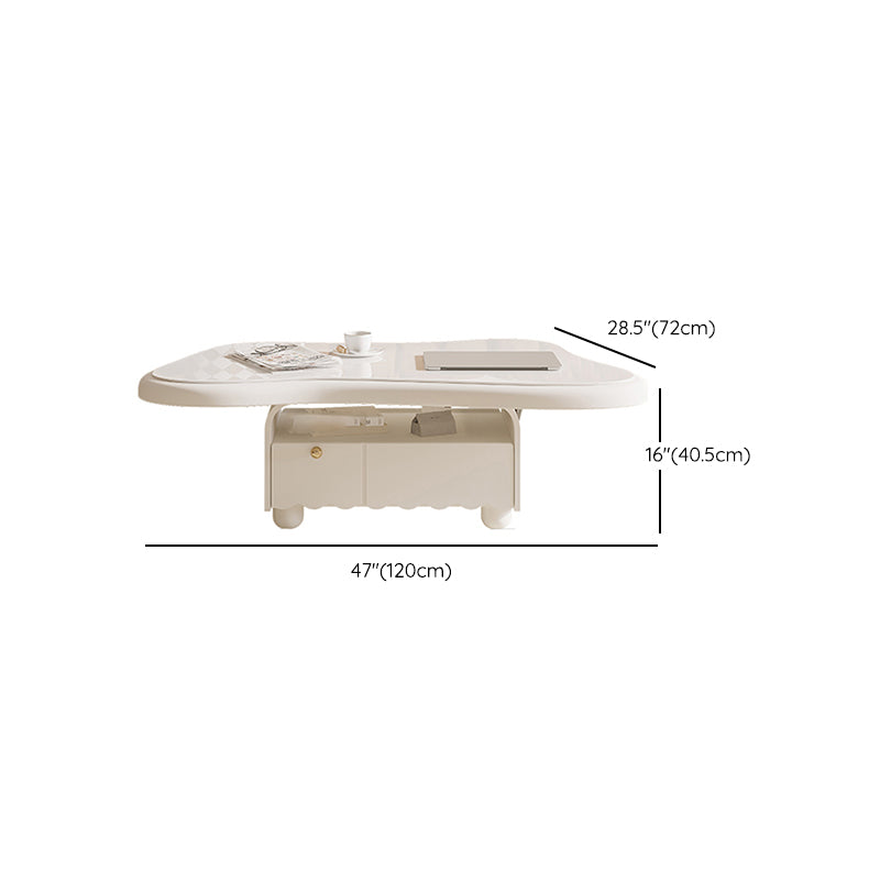 Slate Coffee Cocktail Table with Storage Drawers White Block Contemporary