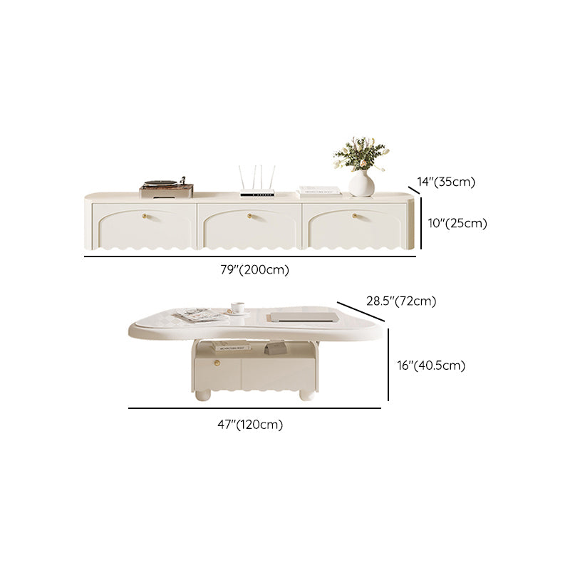 Slate Coffee Cocktail Table with Storage Drawers White Block Contemporary