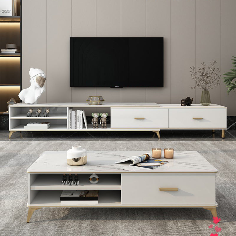 Wooden Coffee Cocktail Table with Storage 4 Legs Contemporary Rectangle