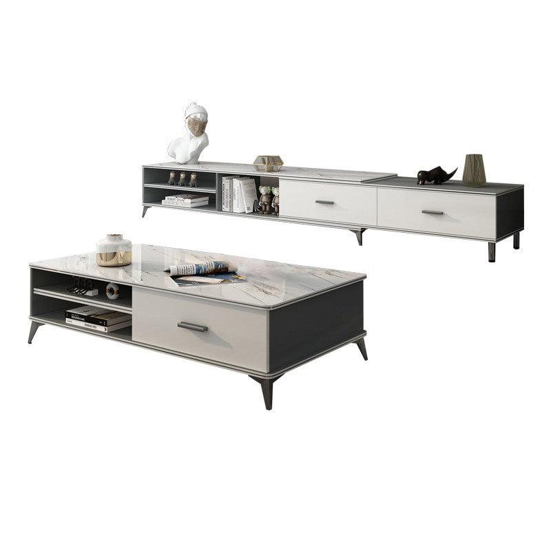 Wooden Coffee Cocktail Table with Storage 4 Legs Contemporary Rectangle