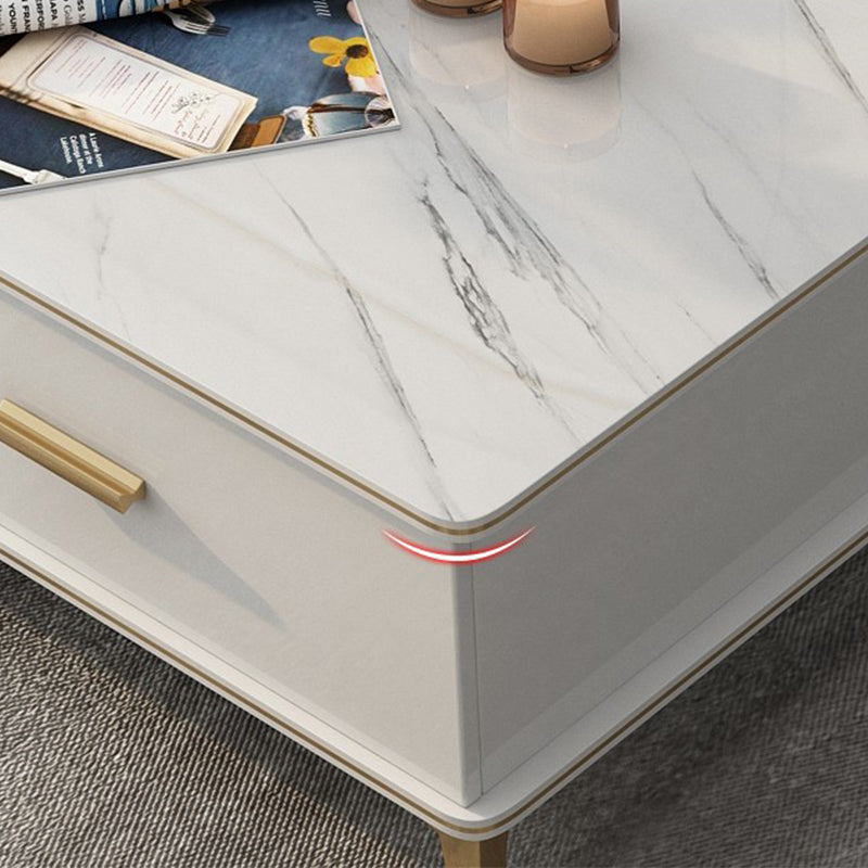 Wooden Coffee Cocktail Table with Storage 4 Legs Contemporary Rectangle
