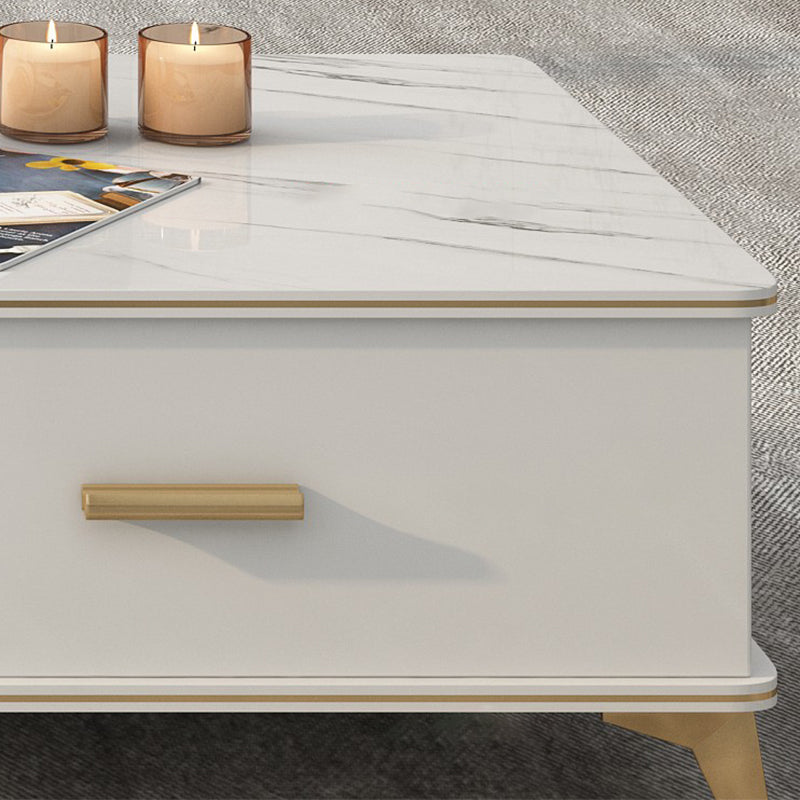 Wooden Coffee Cocktail Table with Storage 4 Legs Contemporary Rectangle