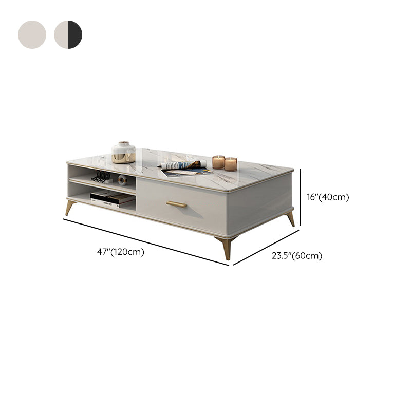 Wooden Coffee Cocktail Table with Storage 4 Legs Contemporary Rectangle