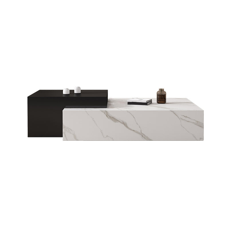 Block Nesting Coffee Table Set Contemporary Rectangle Slate Top