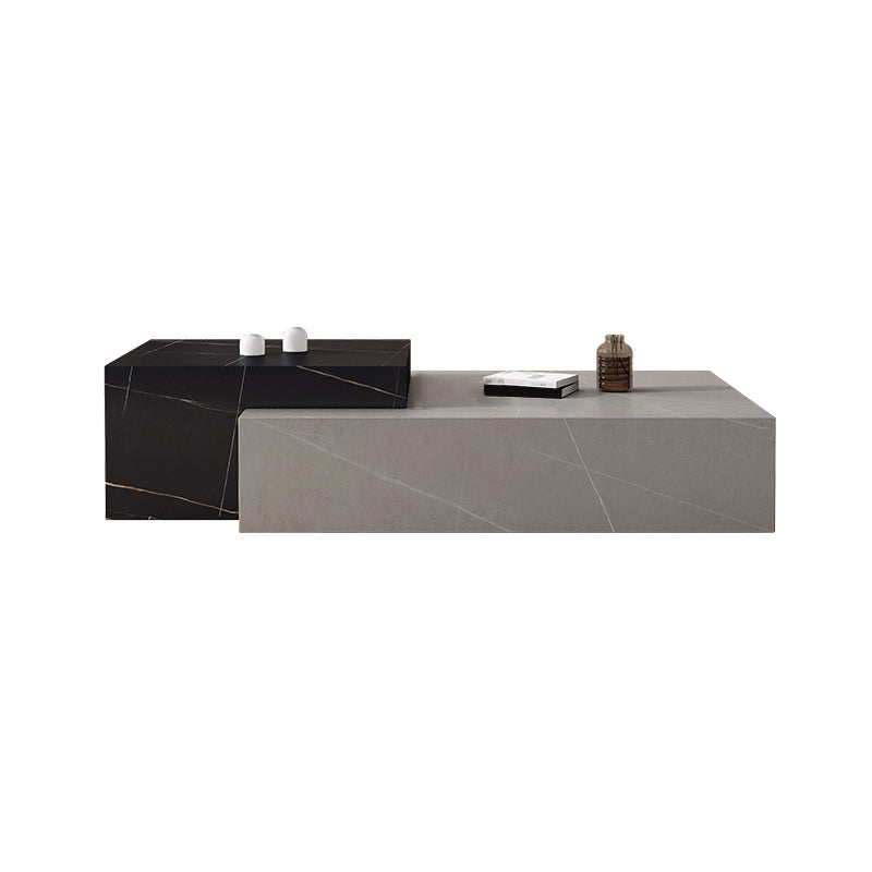 Block Nesting Coffee Table Set Contemporary Rectangle Slate Top