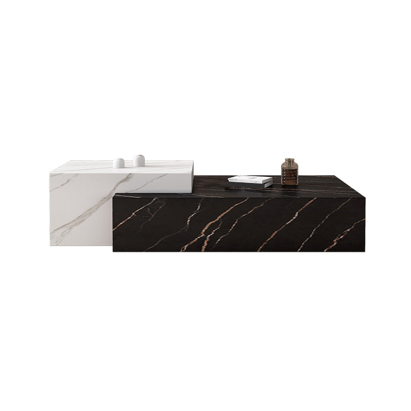 Block Nesting Coffee Table Set Contemporary Rectangle Slate Top