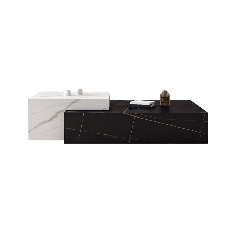 Block Nesting Coffee Table Set Contemporary Rectangle Slate Top