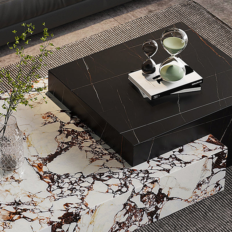 Block Nesting Coffee Table Set Contemporary Rectangle Slate Top