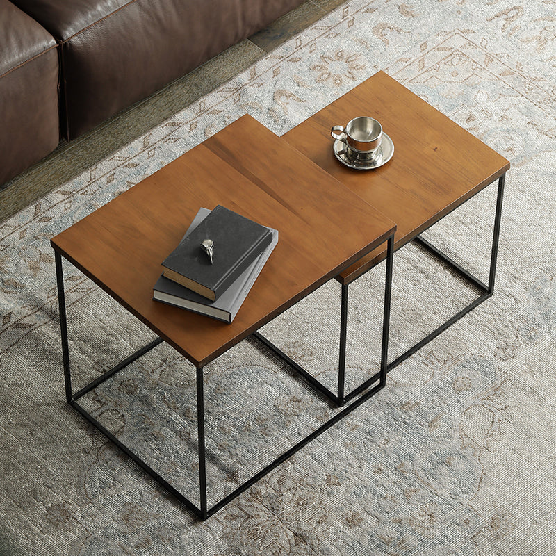 Industrial Cocktail Table Rectangle Solid Wood Coffee Cocktail Table
