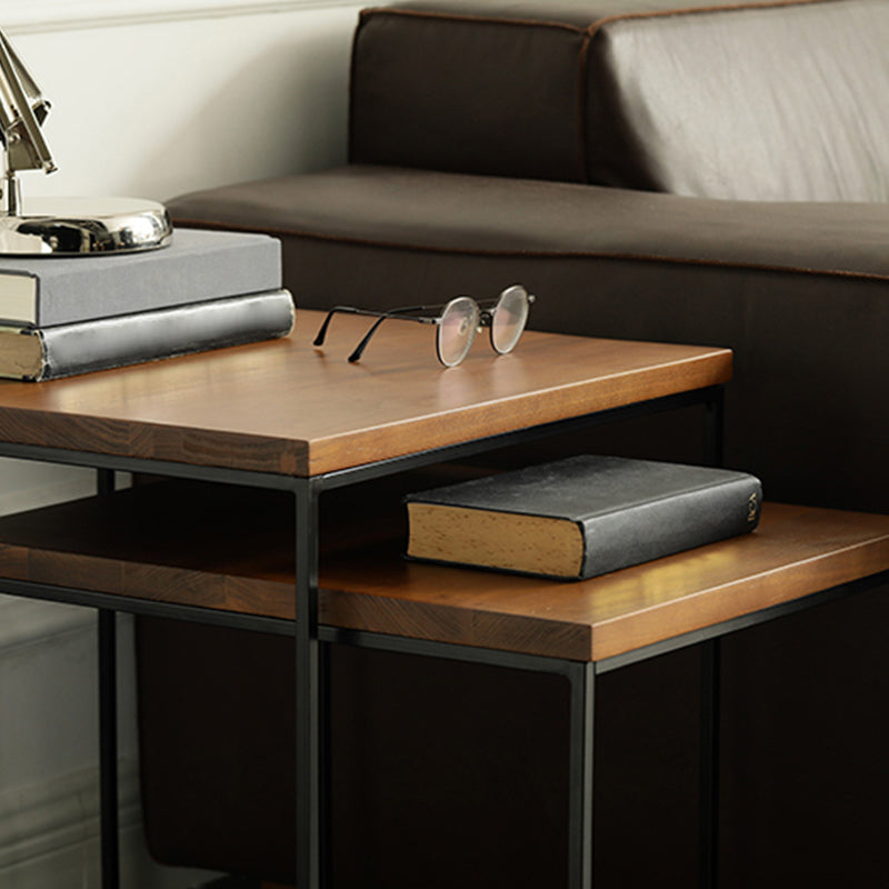 Industrial Cocktail Table Rectangle Solid Wood Coffee Cocktail Table