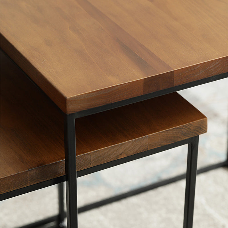 Industrial Cocktail Table Rectangle Solid Wood Coffee Cocktail Table