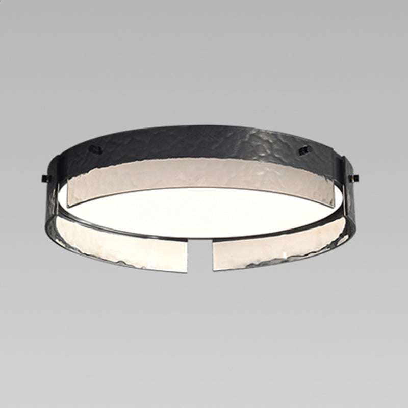 Modern Style Ceiling Mount Light LED Round Black with Glass Shade for Bedroom