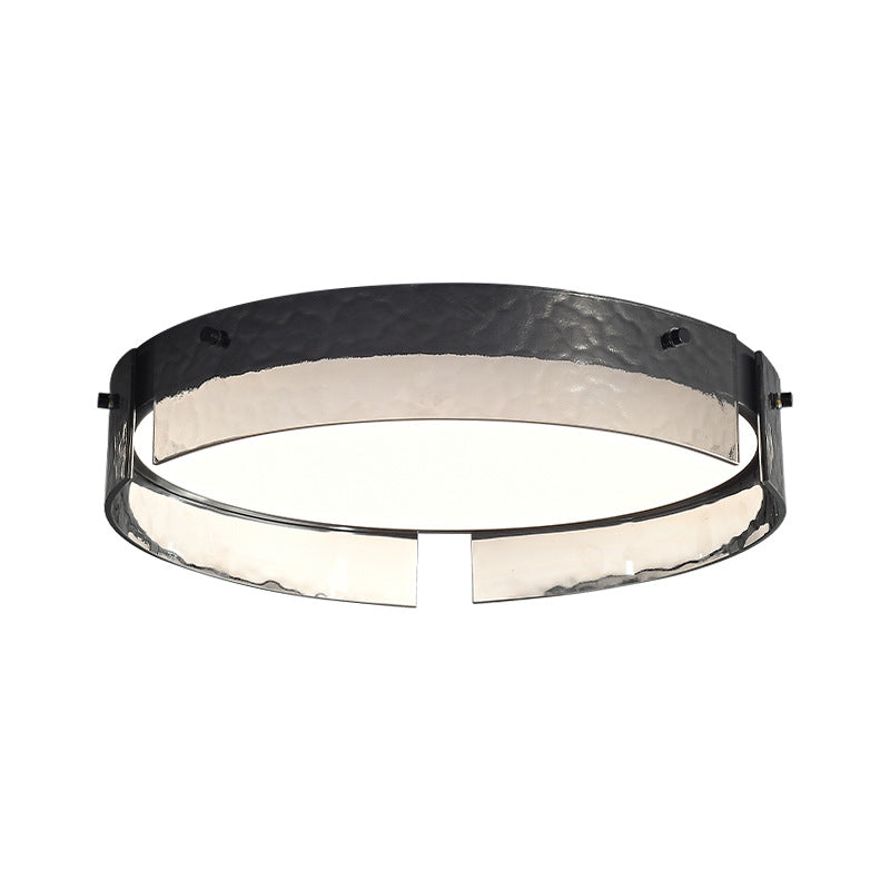 Modern Style Ceiling Mount Light LED Round Black with Glass Shade for Bedroom