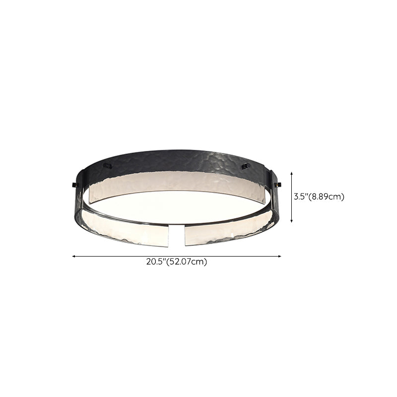 Modern Style Ceiling Mount Light LED Round Black with Glass Shade for Bedroom