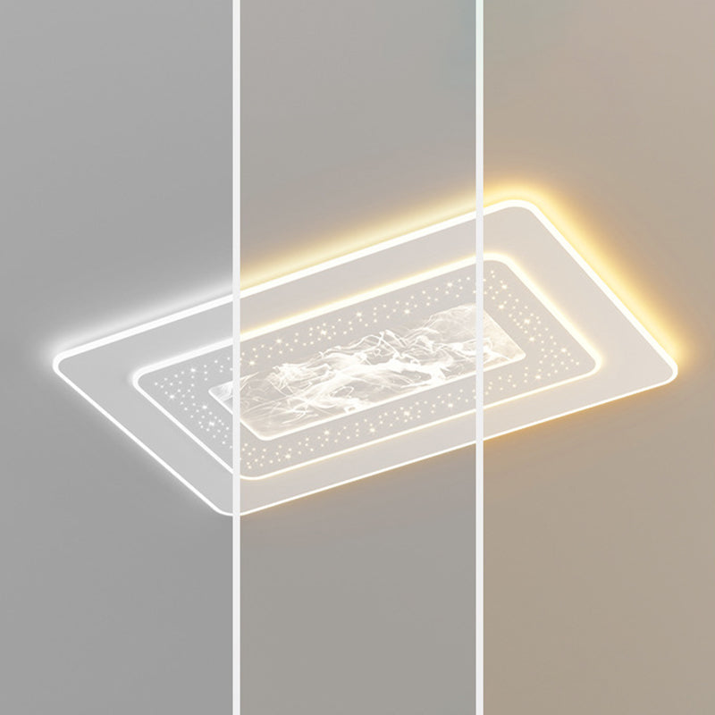 LED Metal Flush Mount Geometric Shape Modern Ceiling Light with Acrylic Shade for Bedroom