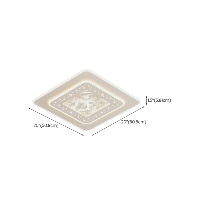 LED Metal Flush Mount Geometric Shape Modern Ceiling Light with Acrylic Shade for Bedroom