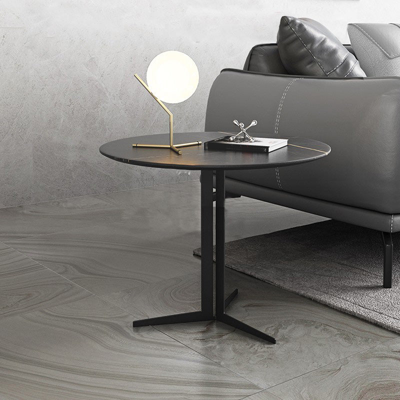 Contemporary Metal Corner Table Pedestal Round Side Accent Table with Pedestal Base
