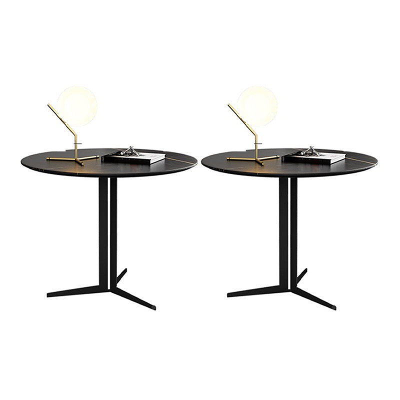 Contemporary Metal Corner Table Pedestal Round Side Accent Table with Pedestal Base