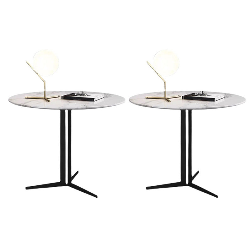 Contemporary Metal Corner Table Pedestal Round Side Accent Table with Pedestal Base